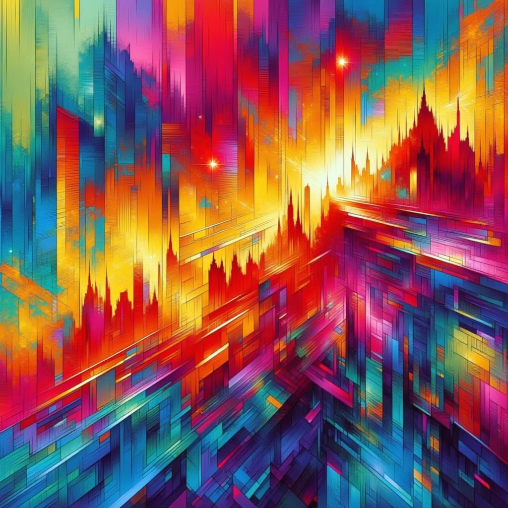 Cyberpunk Gridscape with Metallic Sheen