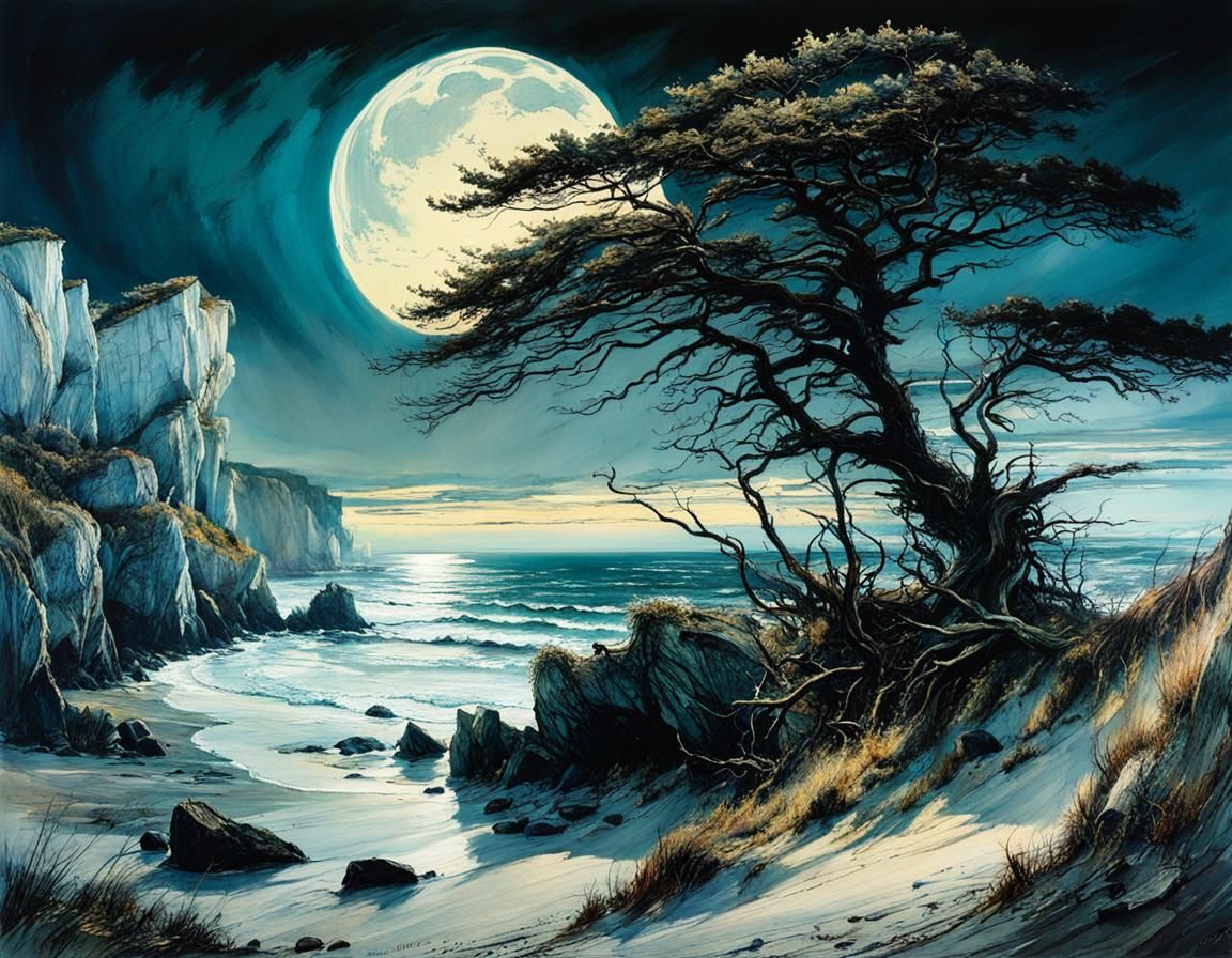 Surreal Chalk Coast Landscape at Twilight