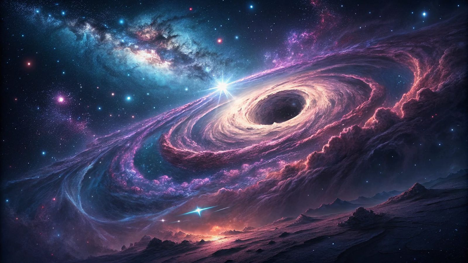 Cosmic Vortex in Ethereal Night Sky