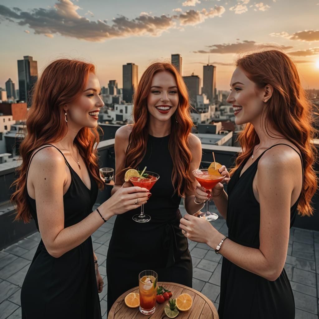 Sunset Cocktails with Friends: Hyperrealistic Aesthetic