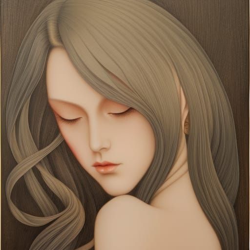 Erotic Vampiress Portrait in Art Nouveau Style