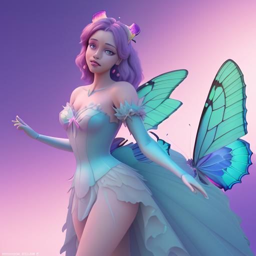 Butterfly Princess in 3D Digital Art Style