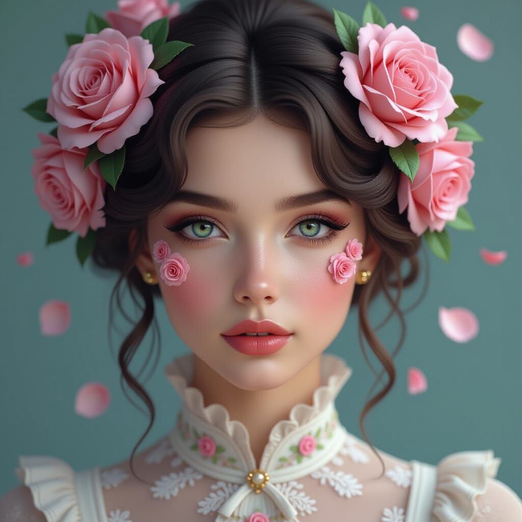 Rose Portrait of a Stunning Young Woman