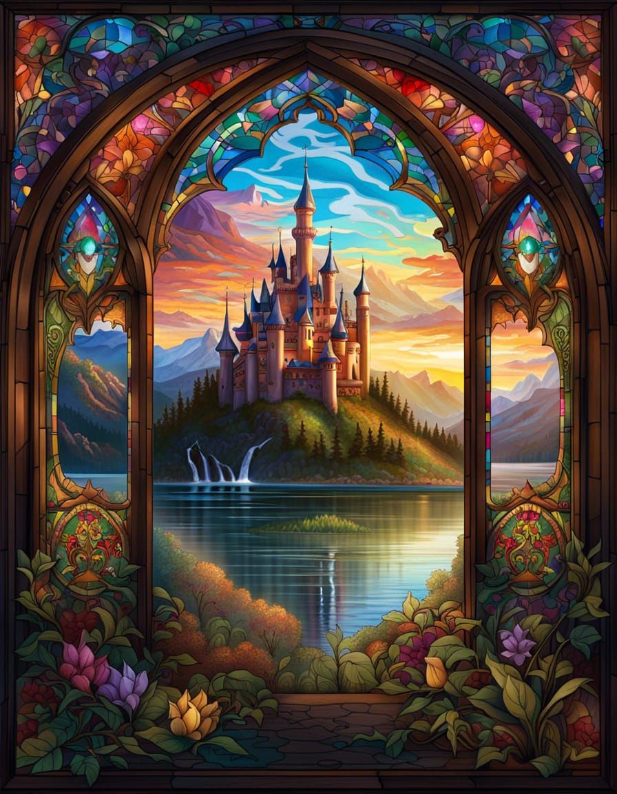 Enchanted Window to Fantasy Landscape Digital Painting