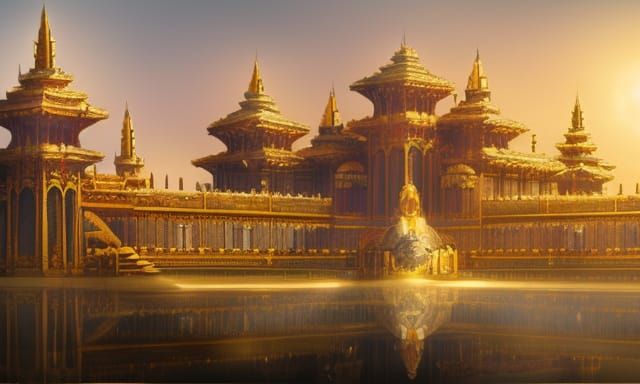 Lavish Futuristic Palace Garden in Detailed Digital Art