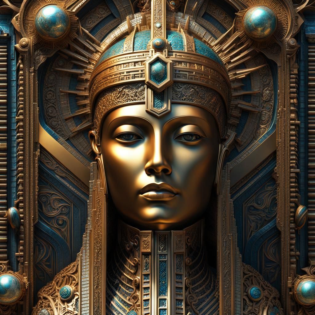 Futuristic AI God Iconography in Impasto Style