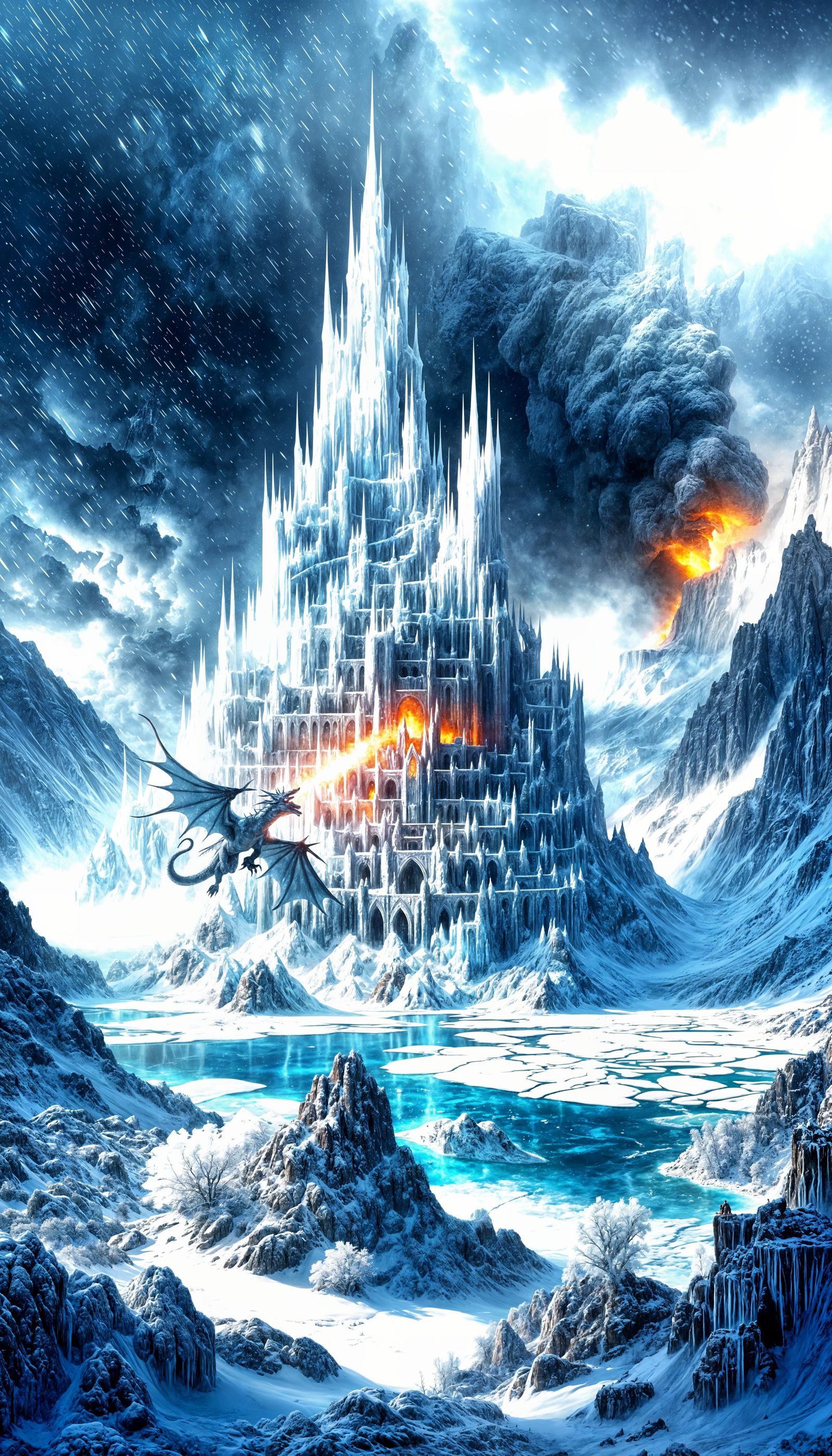 Epic Dragon Attack on Frozen Fortress