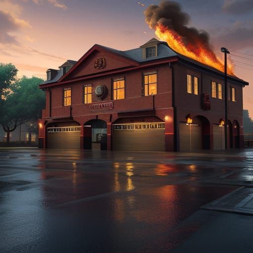 Fire Station on fire