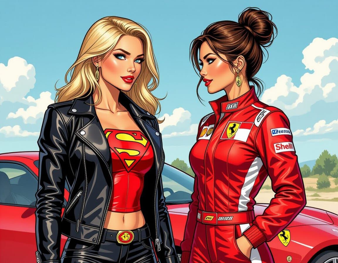 Supergirl at Le Mans, in the Style of Milo Manara