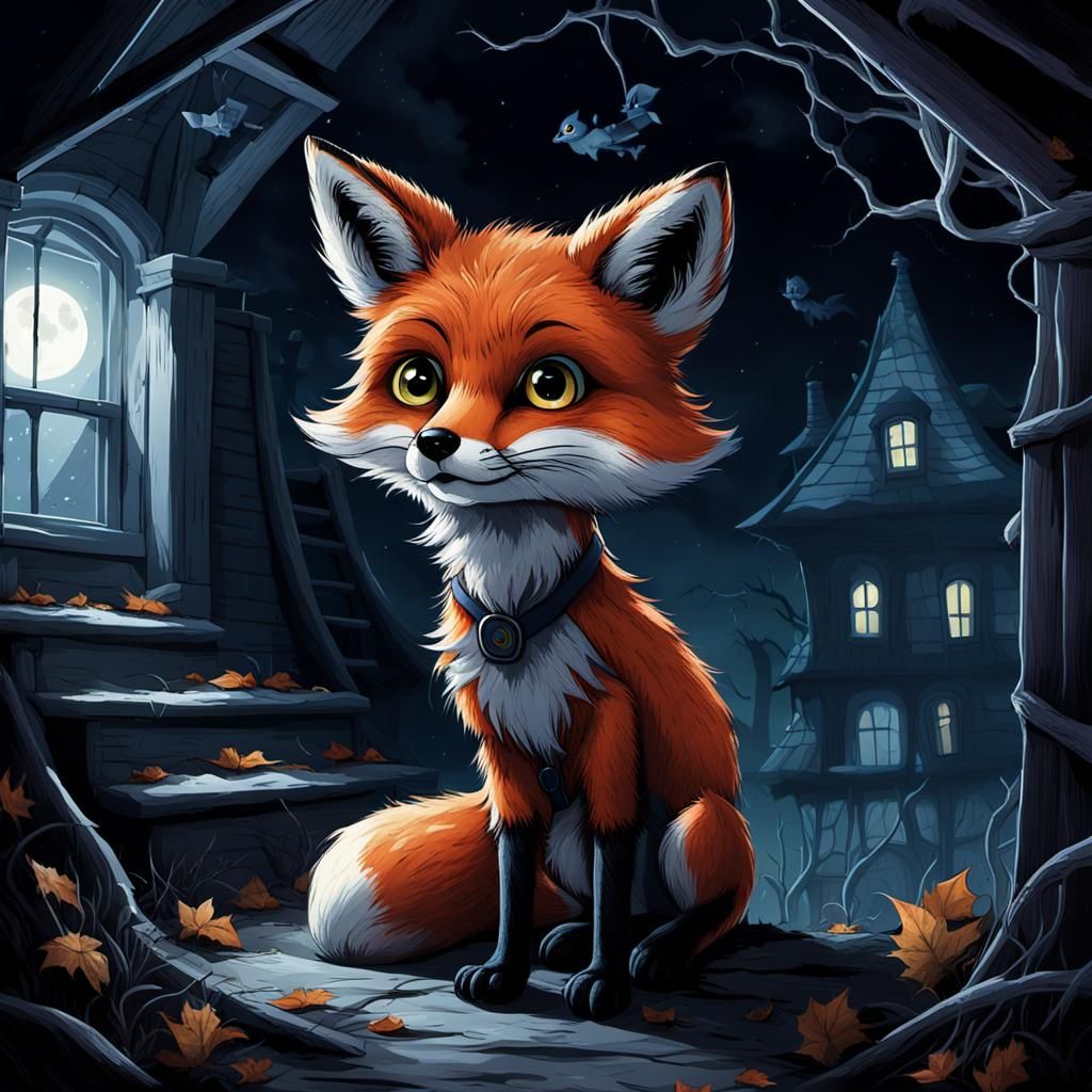 Fox Exploring Haunted Mansion Attic