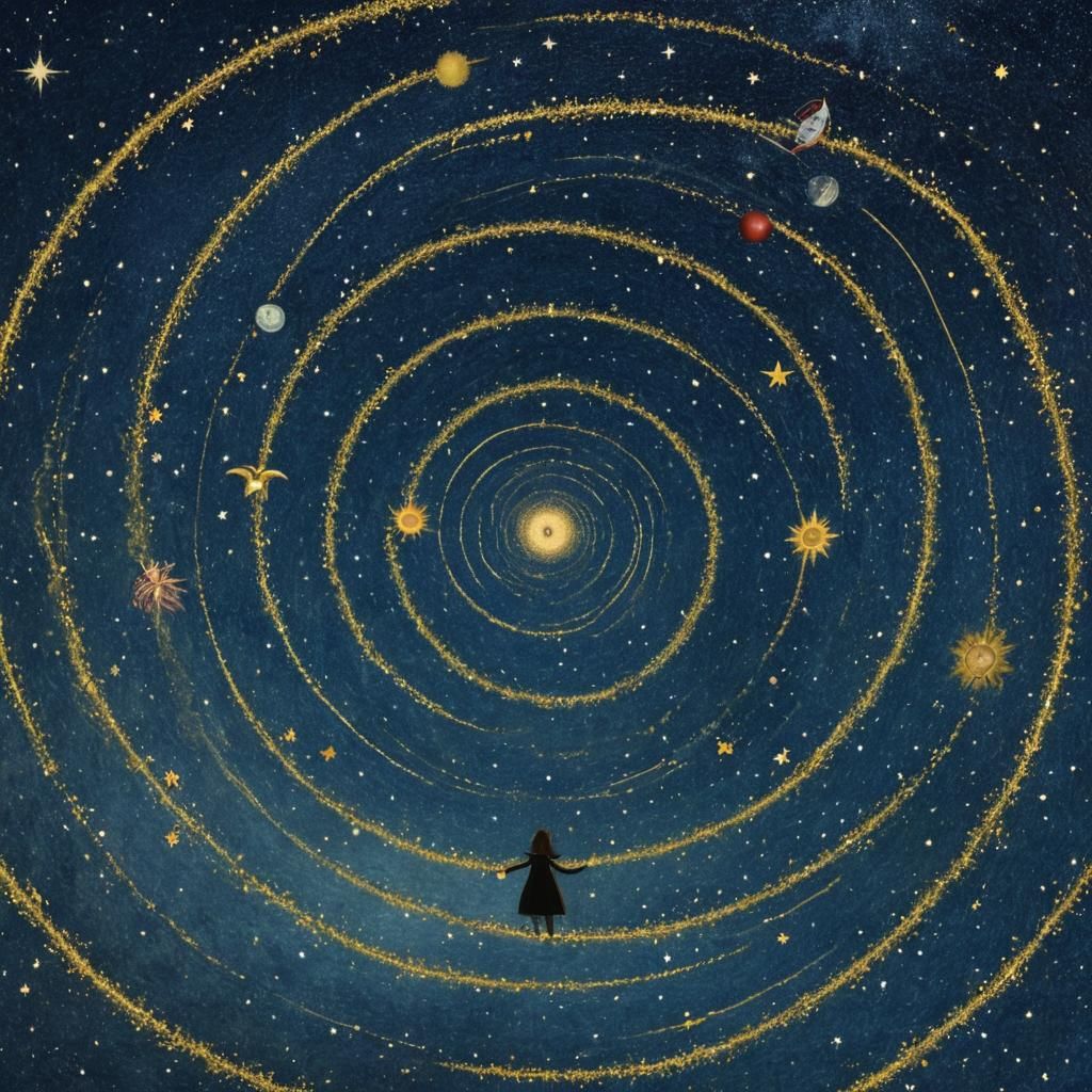 Mystical Crop Circles Soaring Through a Galactic Starry Nigh...