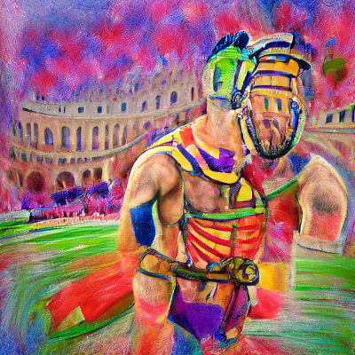 Roman Gladiator in Fauvism Style