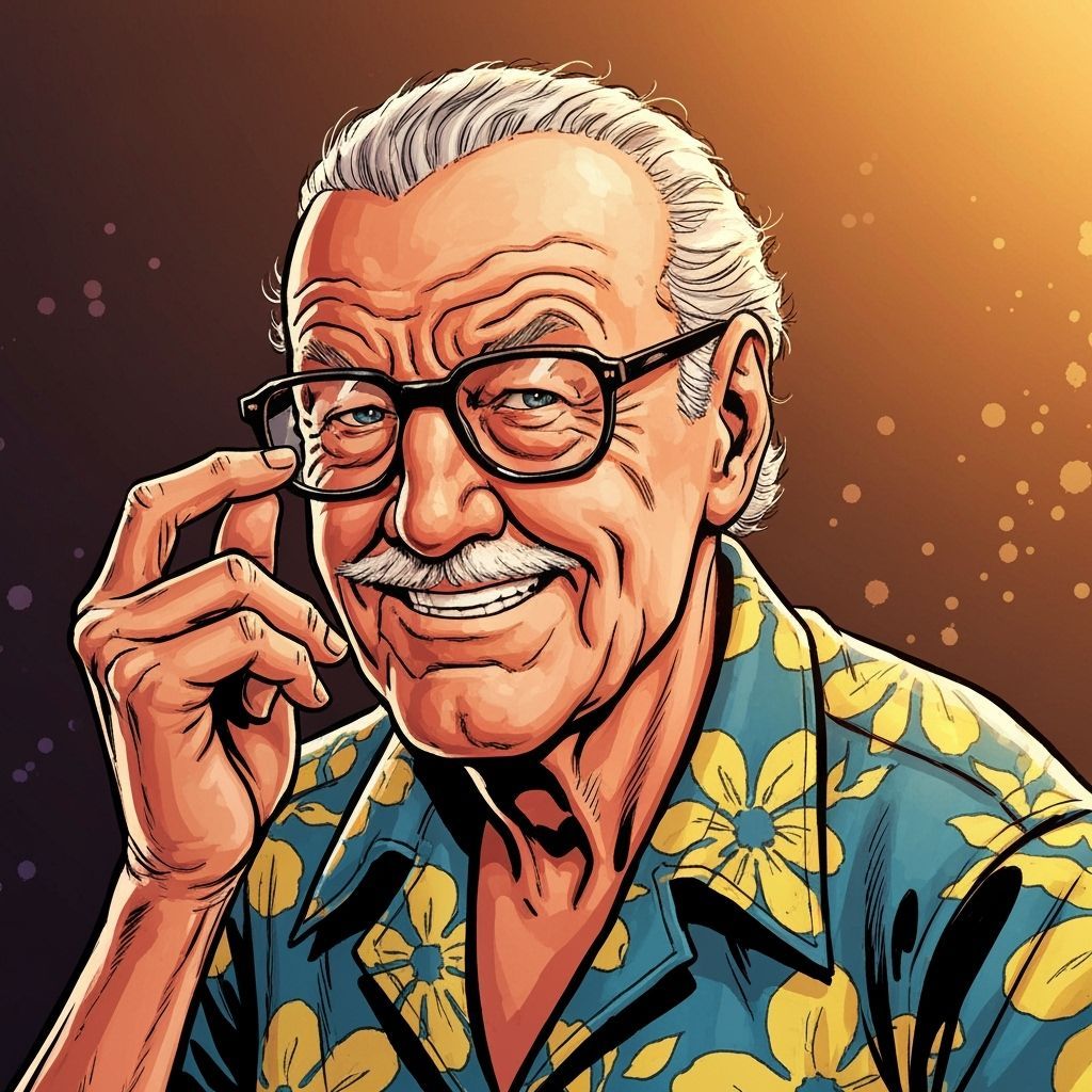 Stan Lee Comic Book Portrait with Creative Spark