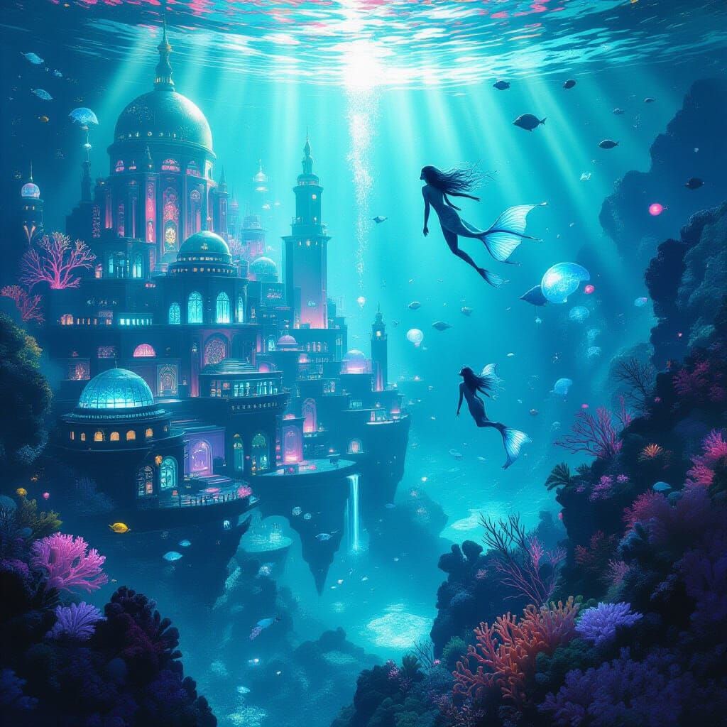 Underwater City Inhabited by Merfolk: A Digital Masterpiece