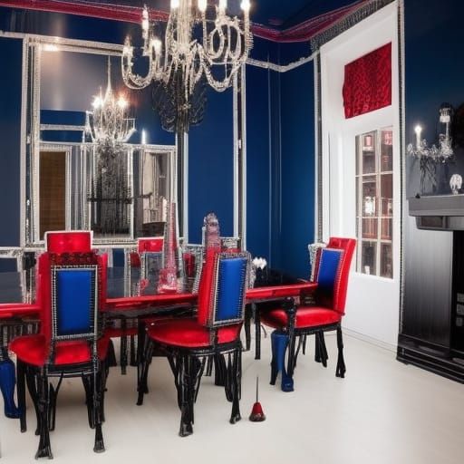 Marilyn Manson themed gothic penthouse with Black walls& cob...