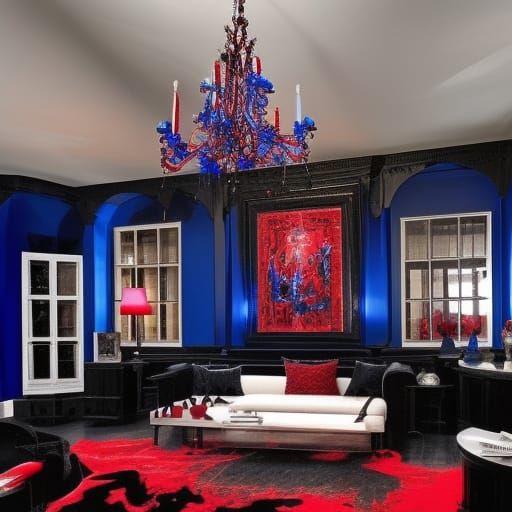 Marilyn Manson themed gothic penthouse with Black walls& cob...