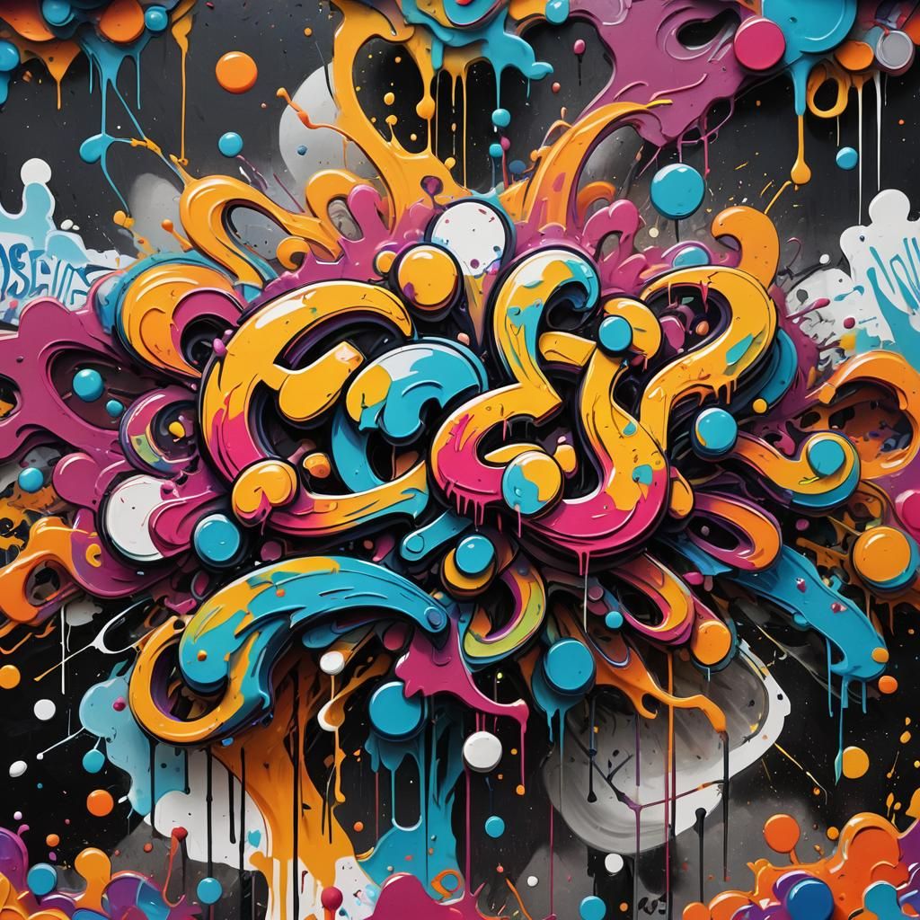Colorful Graffiti Art with Oil Gouache Textures