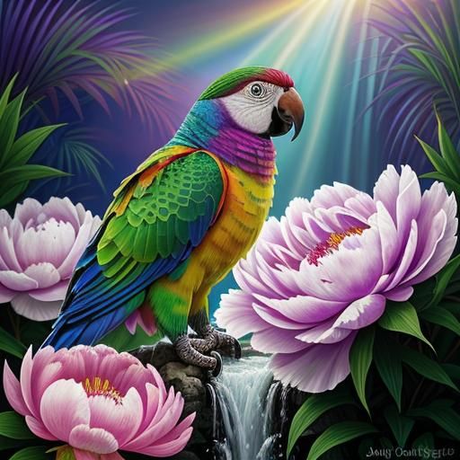Vibrant Purple Parrot in Detailed Digital Painting