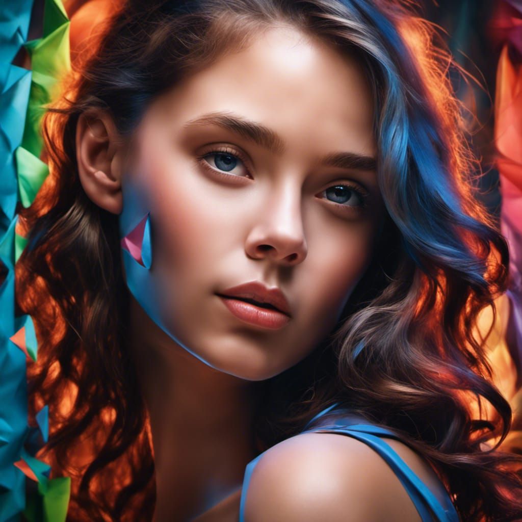 Origami Portrait in Dark Fantasy Style