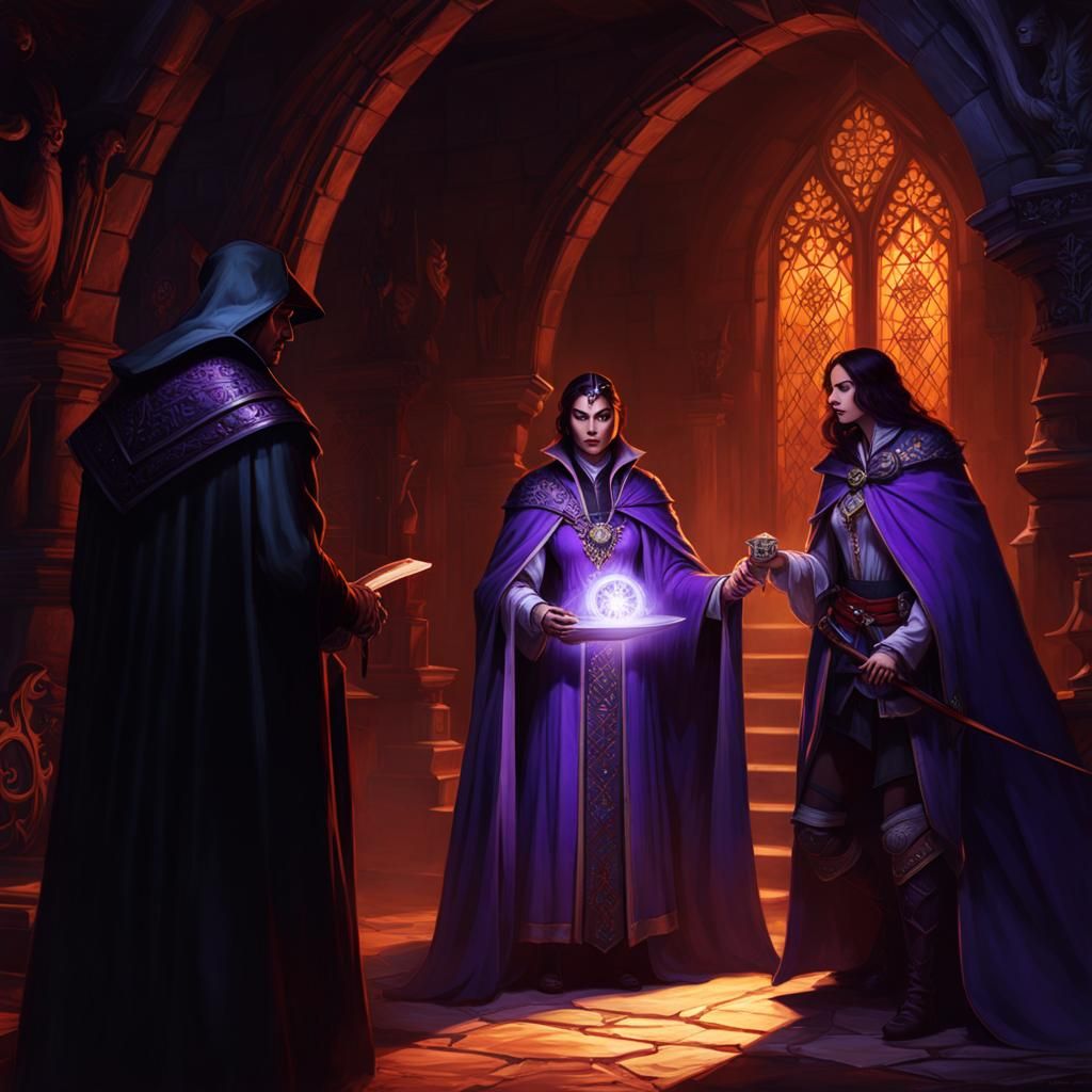 Shadowed Adventurers Discover Fortune: Dark Fantasy Art