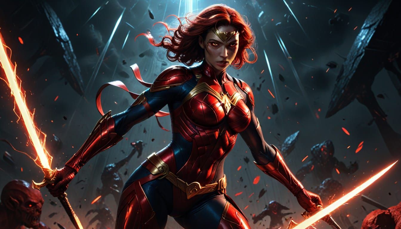 Warrior Goddess Unleashes Fury in Aries Armor