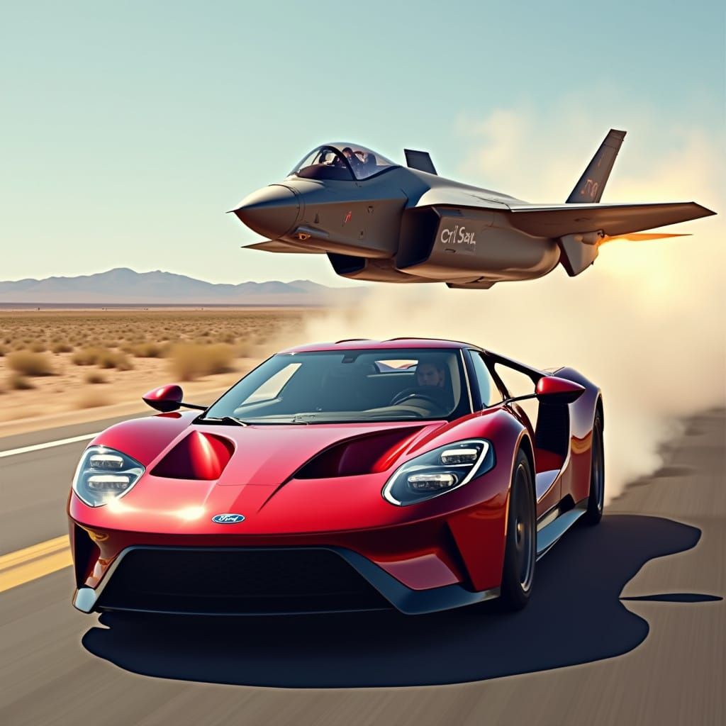 Supersonic Ford in a Futuristic Racing Scene