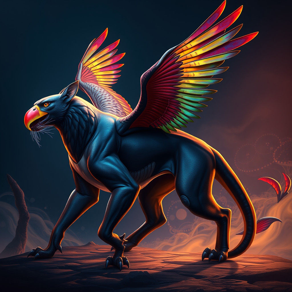 Majestic Hybrid Creature with Eagle Wings and Shark Tail