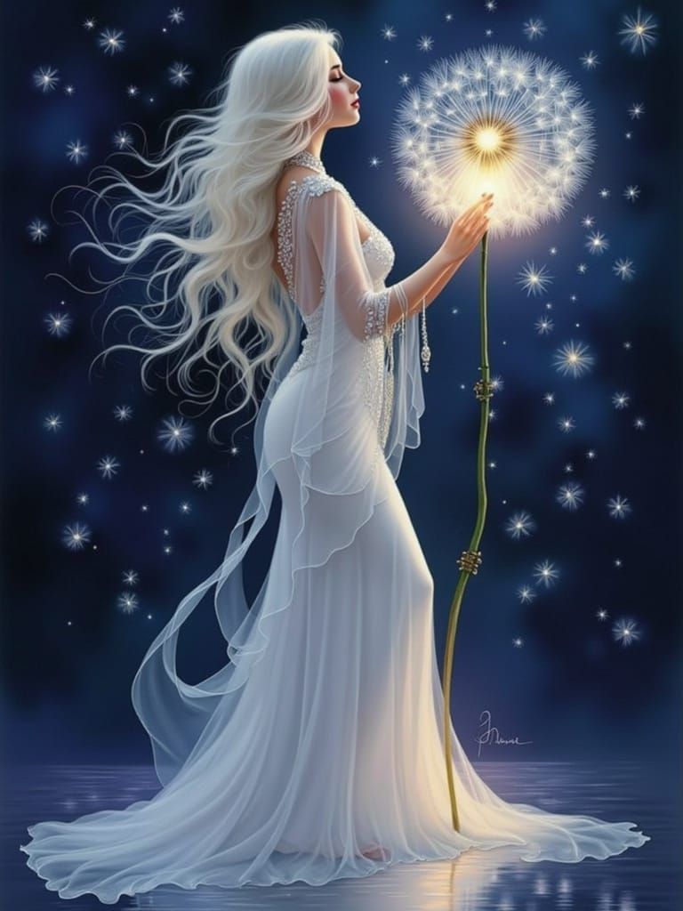 Whimsical Woman in Vintage Japanese-Inspired Surreal Scene w...