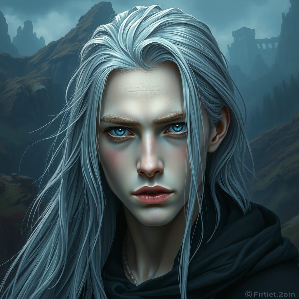 Ethereal Fantasy Warrior in a Dark, Mystical Realm