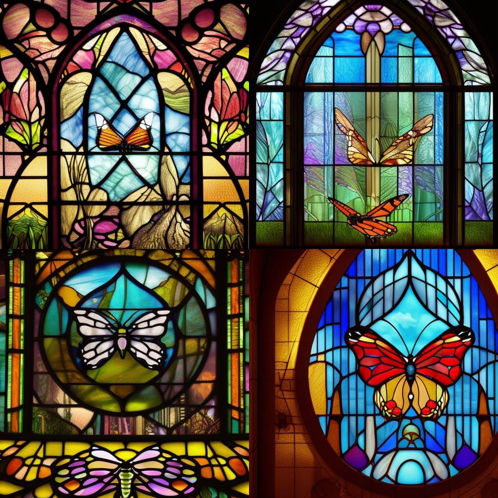 Butterfly Stained Glass Window Art in 8K