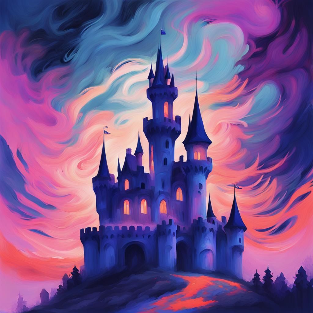 Ghostly Princess Peach in Fauvist Abandoned Castle