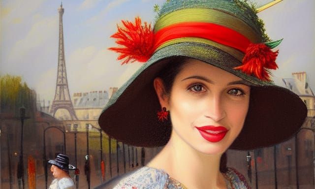 Parisian Cafe Scene in 19th Century Style