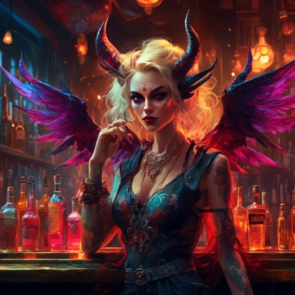 <lora:Dark fantasy:1.0> Picture perfect 
Long blonde hair , ...