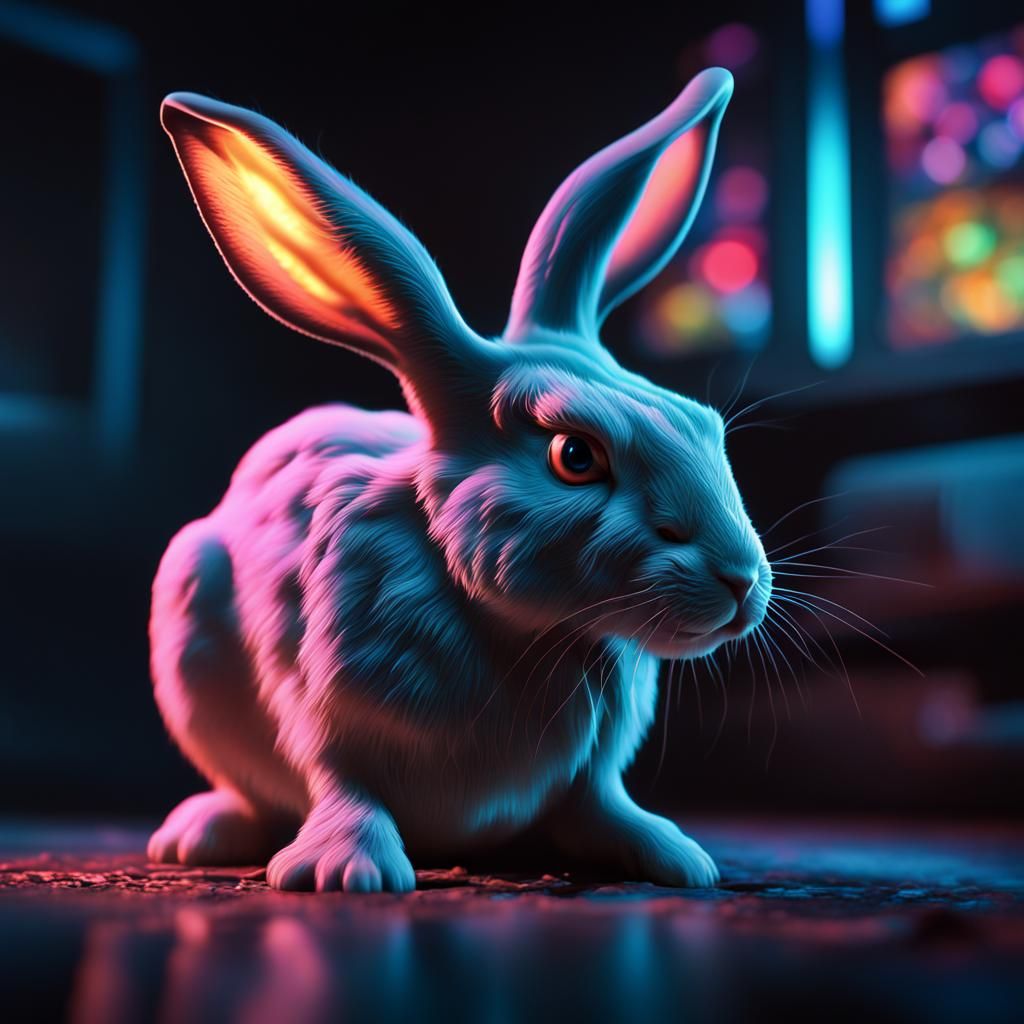 Bioluminescent Rabbit in Dark Fantasy Style