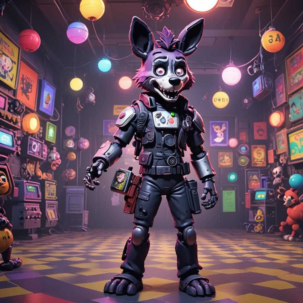 Glamrock Roxane Wolf Animatronic in 3D Digital Art