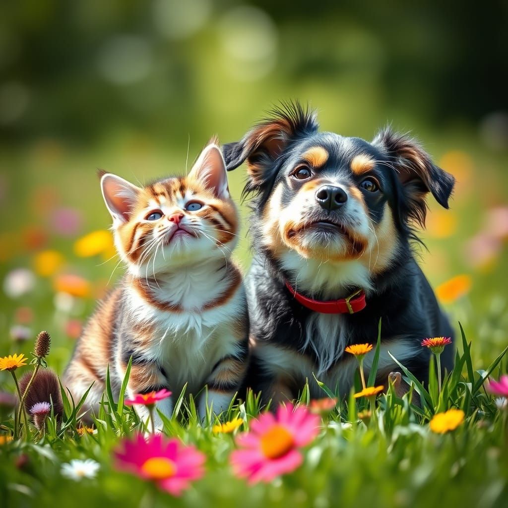 Animsl friends, best friends, funny, Professional photography, bokeh, natural lighting, canon lens, shot on dslr 64 mega...