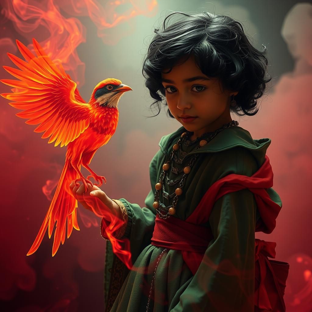 Palestinian Girl's Sunbird Patronus in Mixed Media