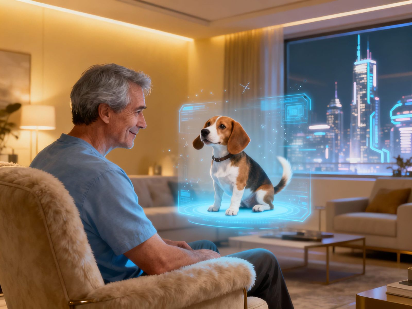 50-Year-Old Man Recalls Beagle Via Futuristic Hologram