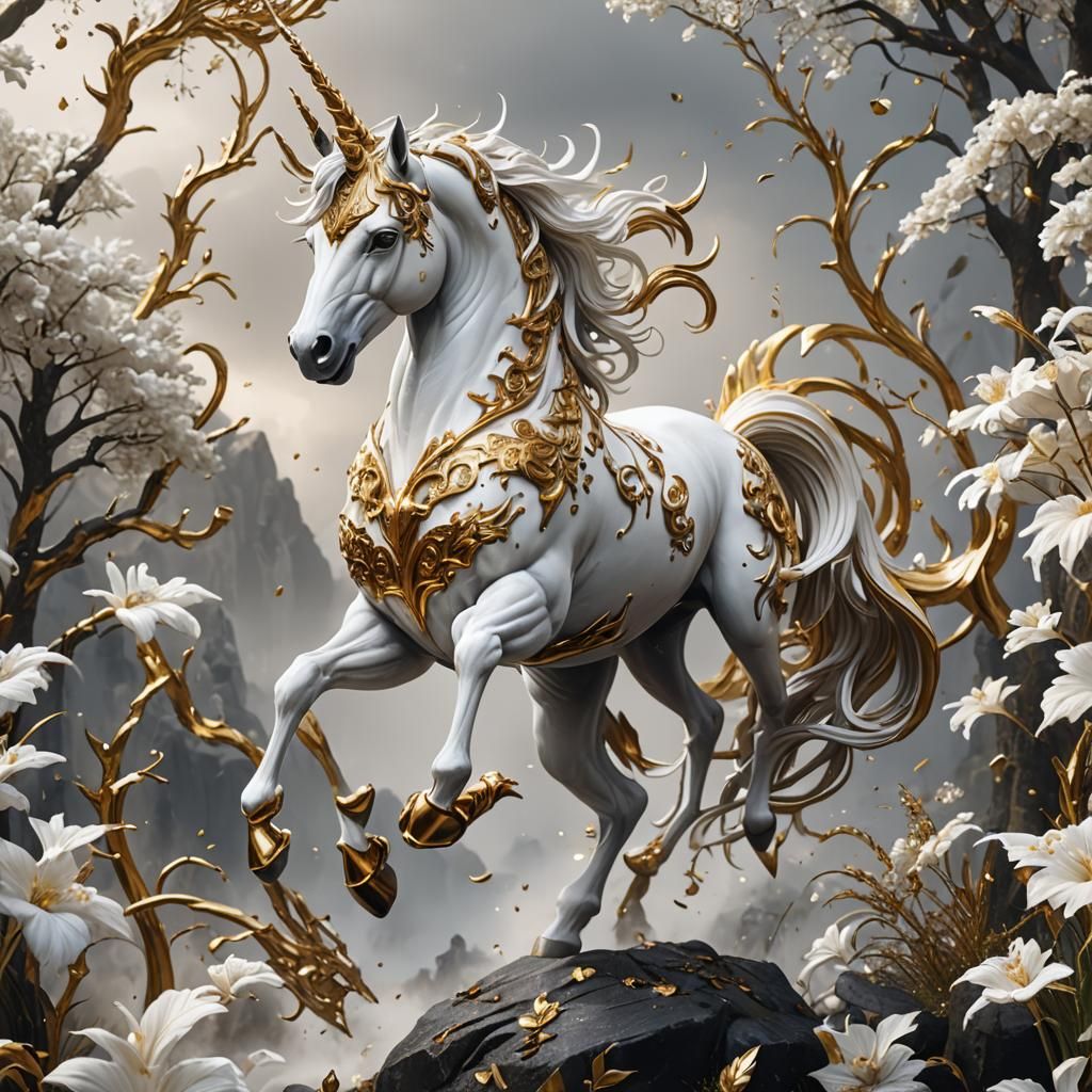 White and Gold Unicorn