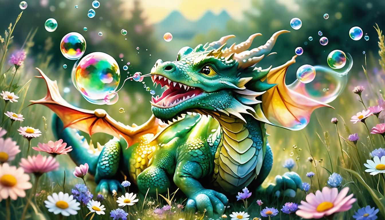 dragon blowing bubbles instead of fire
