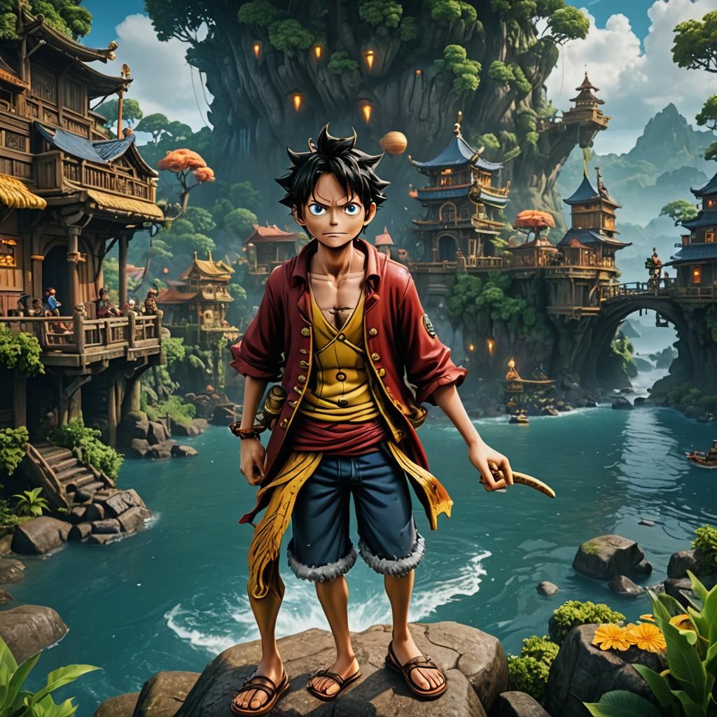 Luffy: Detailed Matte Painting in Deep Color