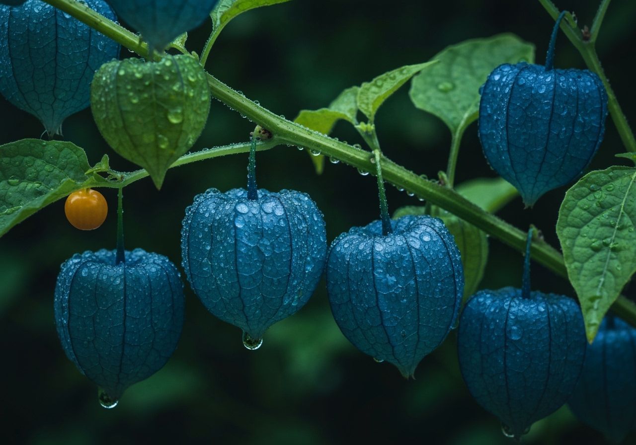 Dew-Kissed Lanternberries in Moody Close-Up