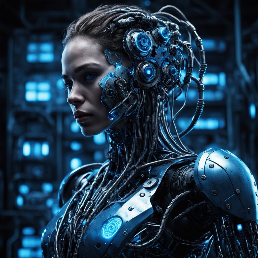Cyborg Woman Unveiled in Futuristic Laboratory