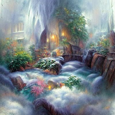 Ethereal Hidden Waterfall in a Fantasy Landscape
