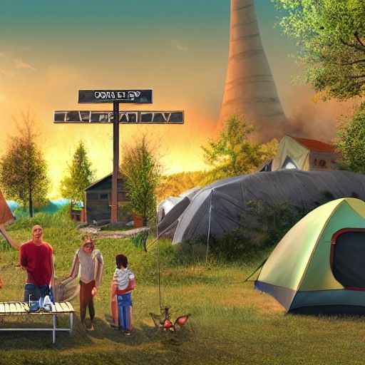 Family Camps Amidst Nuclear Devastation: Matte Painting