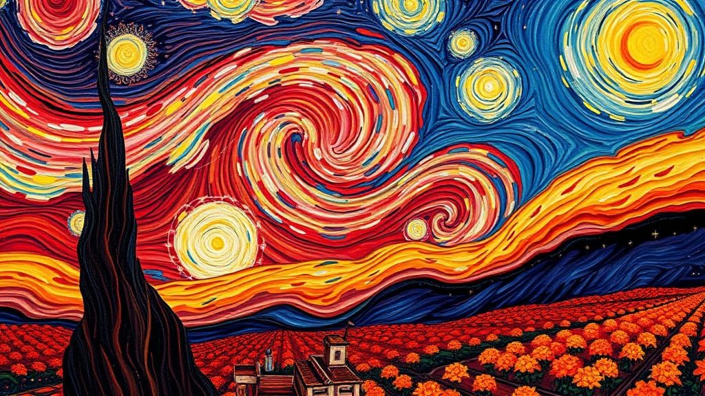 Whimsical Dreamscape in Vibrant Impasto