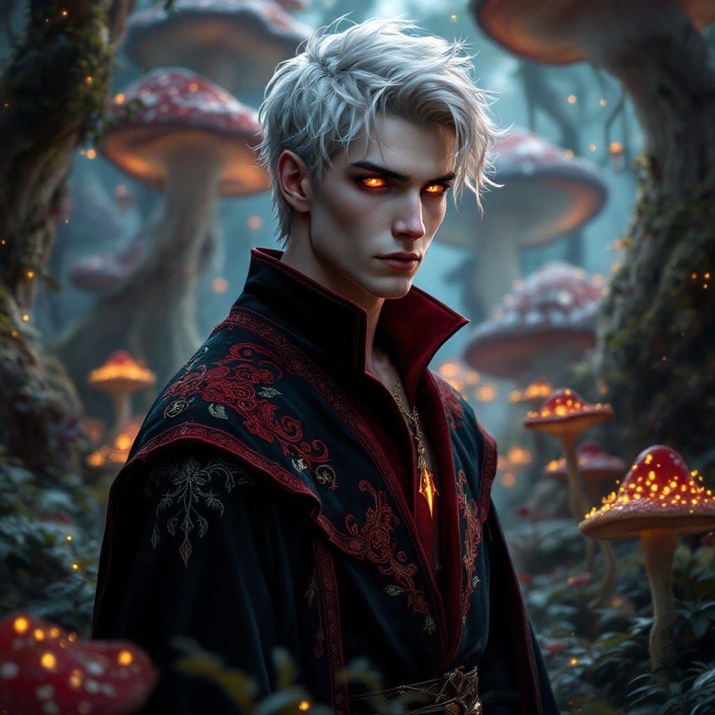 Ethereal Mysterious Figure in Mushroom Biome