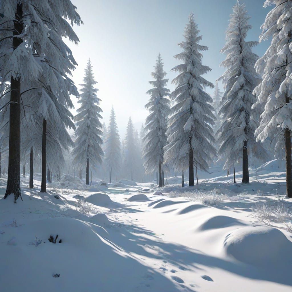 Snowy Forest in Unreal Engine Style
