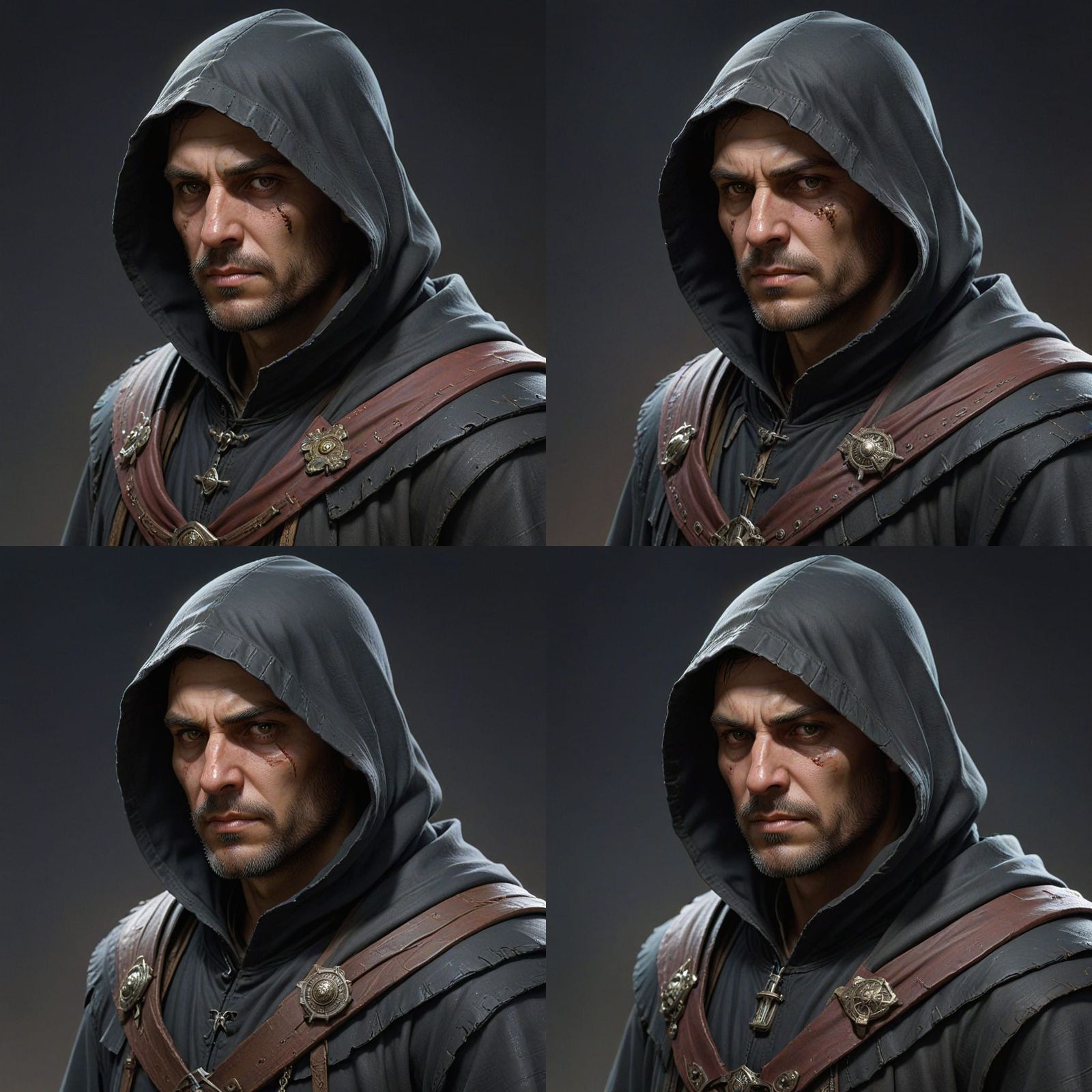 Mysterious Dark Fantasy Merchant in Hyperrealistic Style