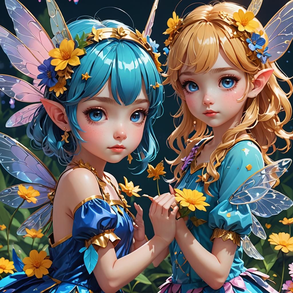 Pop Art Fairies in 3D Anime Style